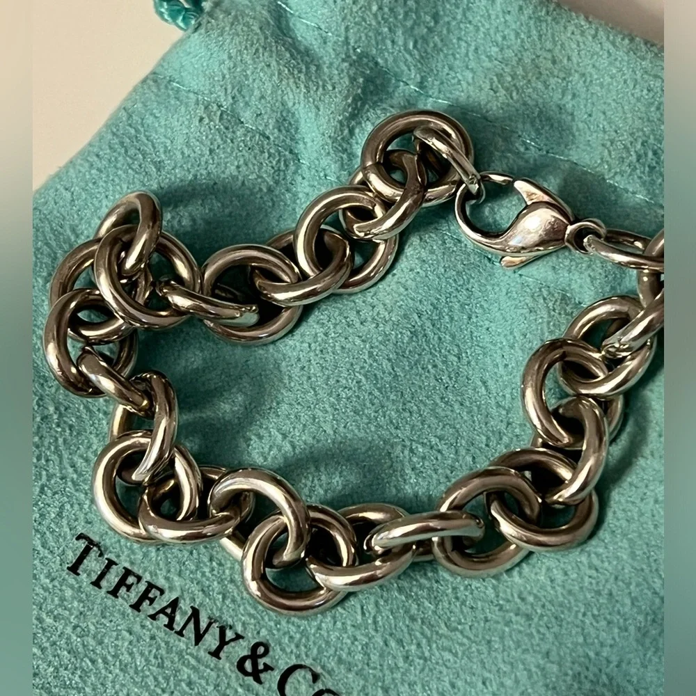 Tiffany & Co. Silver Charm Bracelet with Turquoise Heart Charm